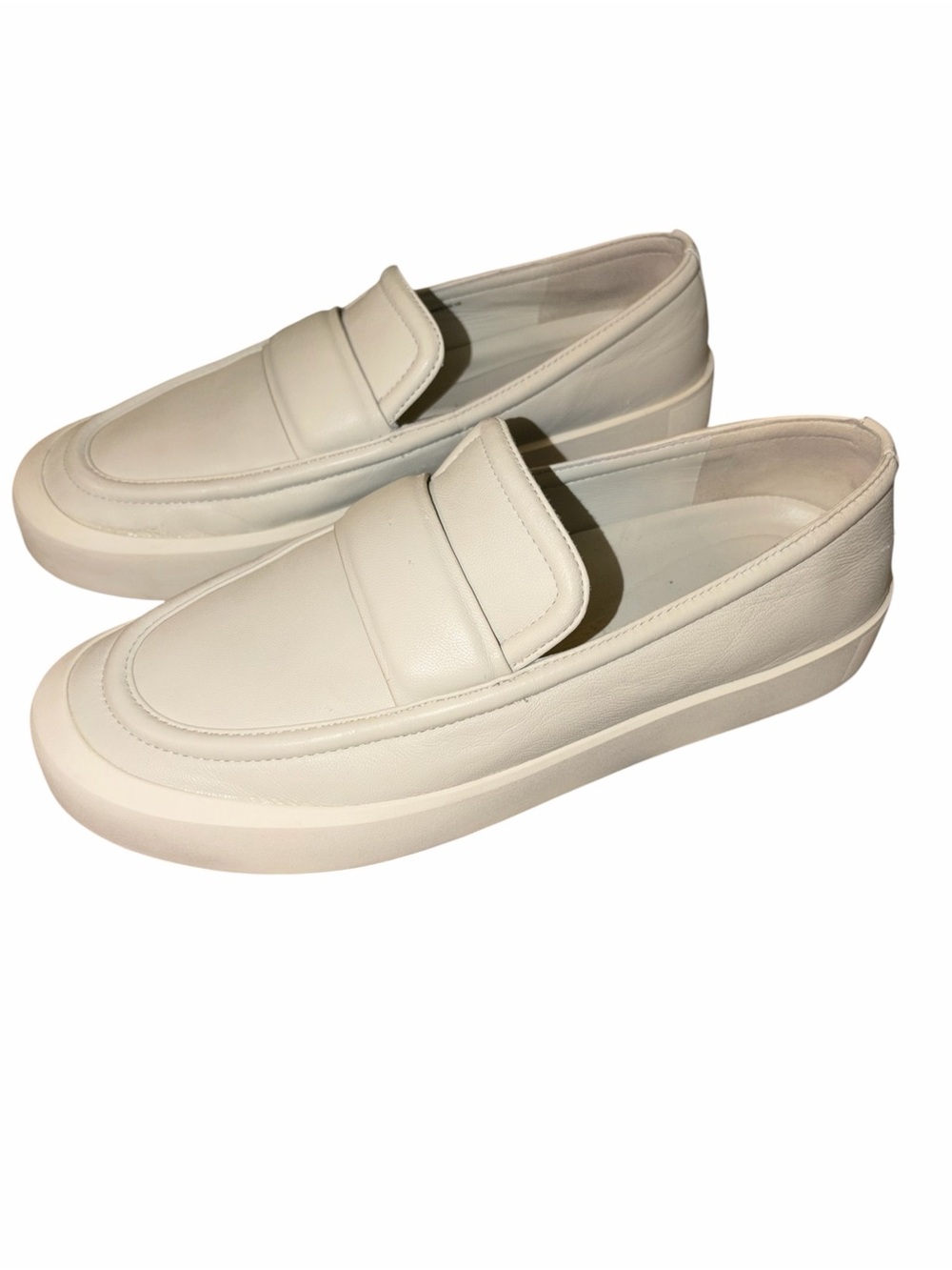 Vince Men’s Ivory Leather Platform Loafers 8 Minimalist Modern Yachtcore Resort